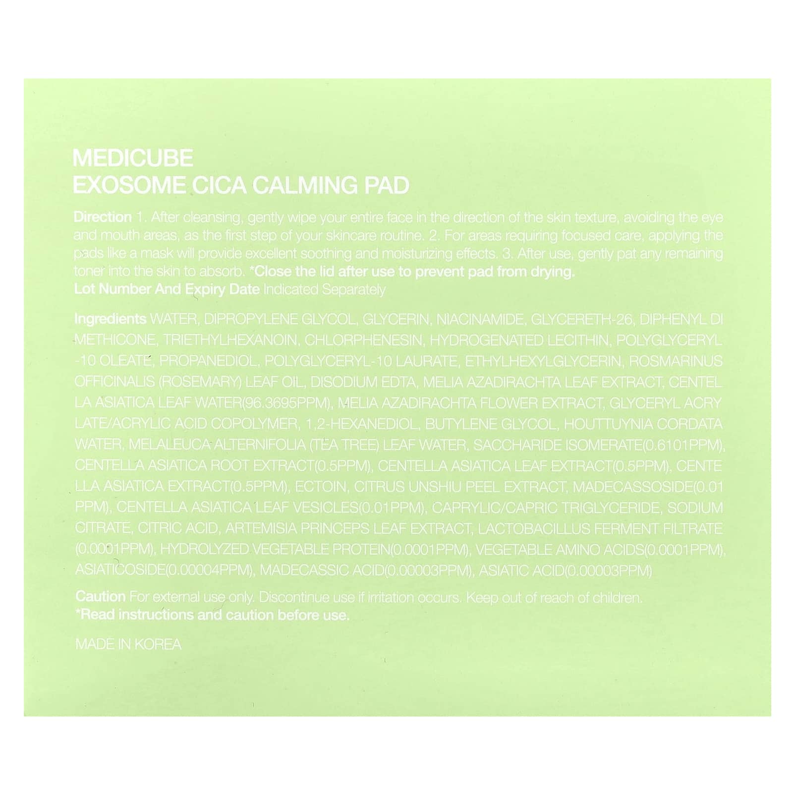 Medicube, Exosome Cica Calming Pad, 100 Pads, 5.07 fl oz (150 ml)