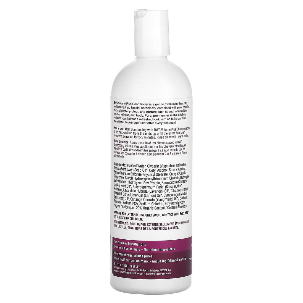 Beauty Without Cruelty, Conditioner, Volume Plus, For Fine Hair, 16 fl oz (473 ml)