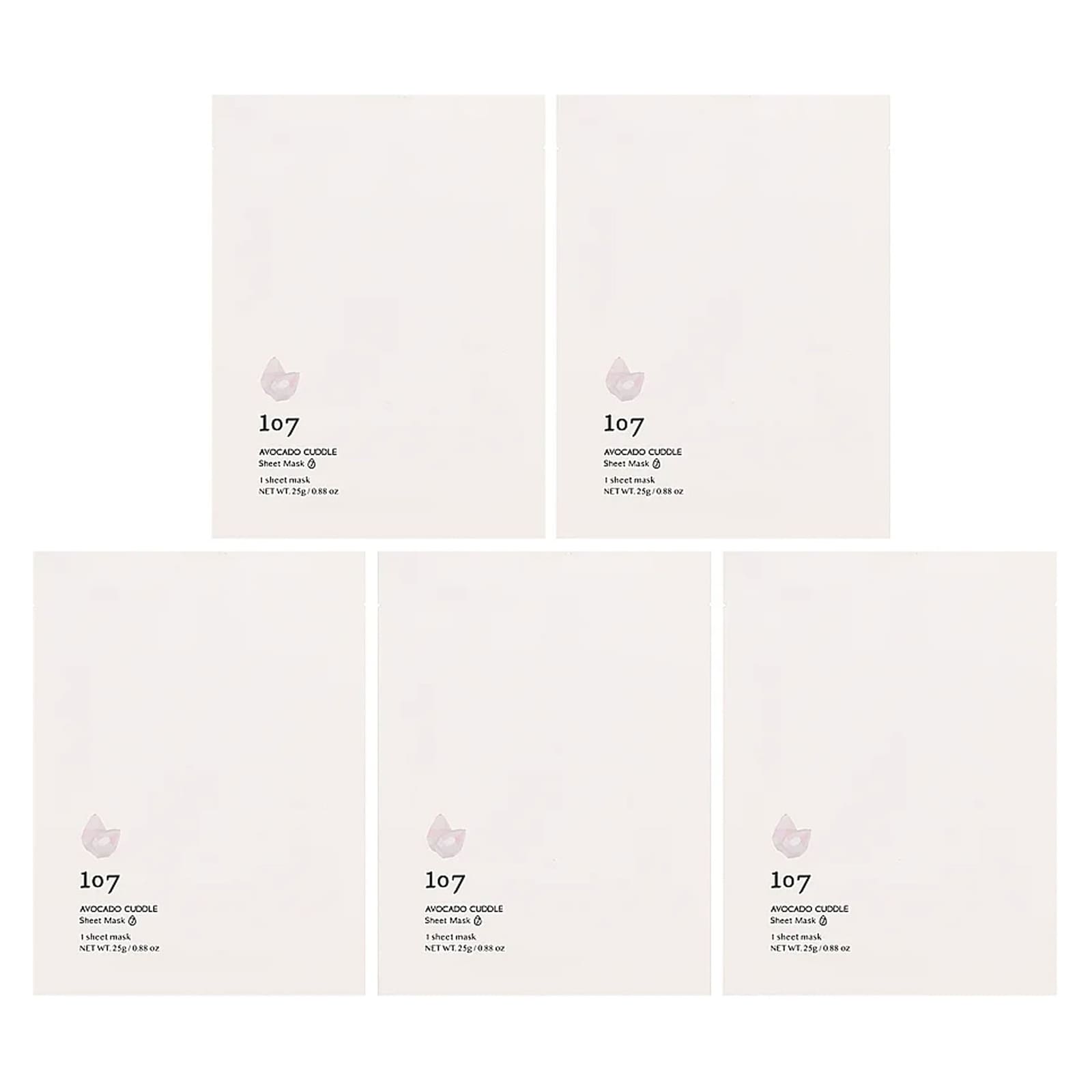 107 Beauty, Avocado Cuddle, Beauty Sheet Masks, 5 Sheets, 0.88 oz (25 g) Each