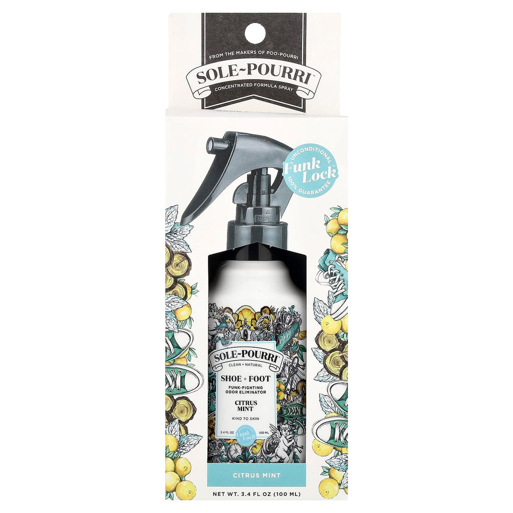 Poo-Pourri, Sole-Pourri™, Shoe + Foot Funk-Fighting Odor Eliminator, Citrus Mint, 3.4 fl oz (100 ml)