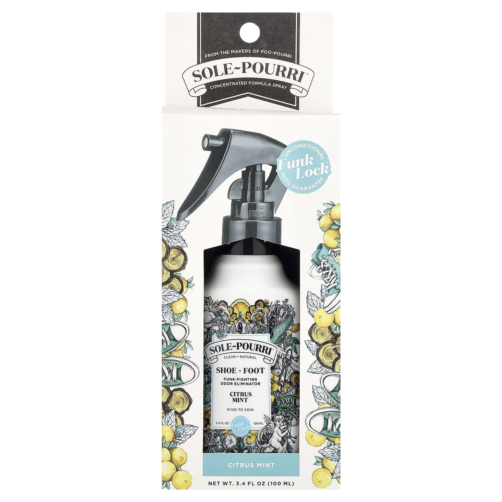 Poo-Pourri, Sole-Pourri™, Shoe + Foot Funk-Fighting Odor Eliminator, Citrus Mint, 3.4 fl oz (100 ml)