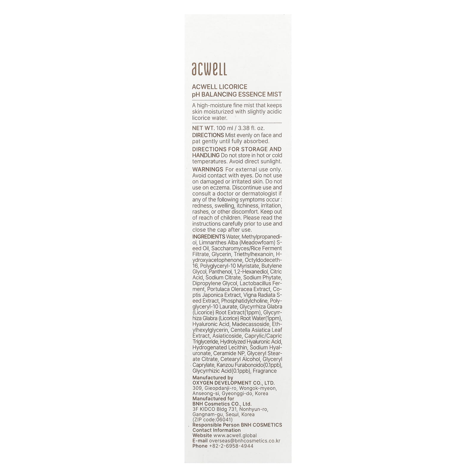 Acwell, Licorice pH Balancing Essence Mist , 3.38 fl oz (100 ml)