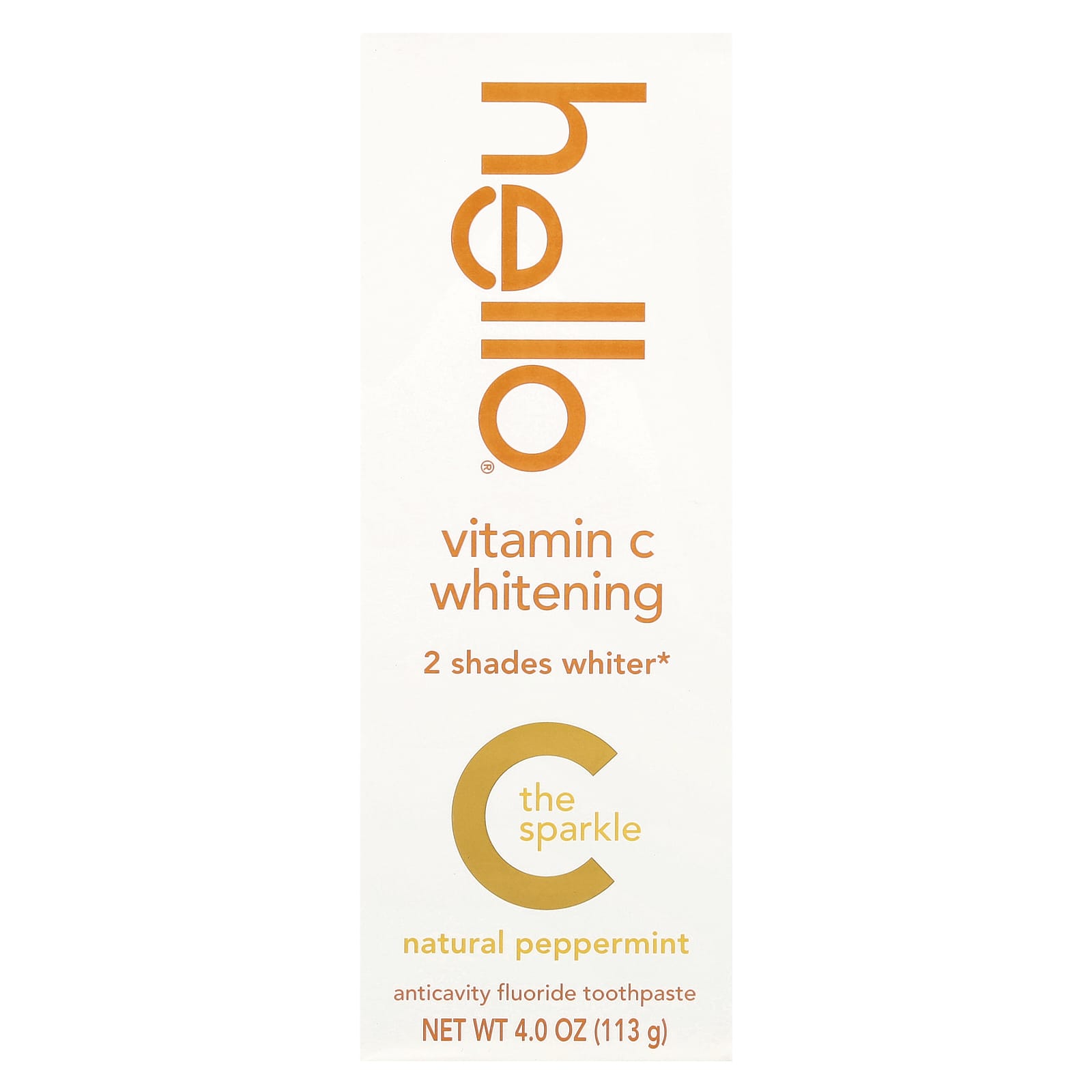 Hello, Vitamin C Whitening, Anticavity Fluoride Toothpaste, Natural Peppermint, 4 oz (113 g)