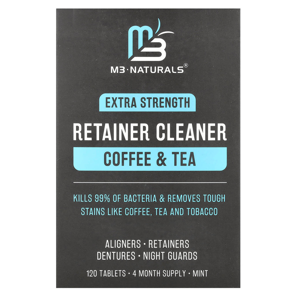 M3 Naturals, Retainer Cleaner, Coffee & Tea, Mint, 120 Tablets