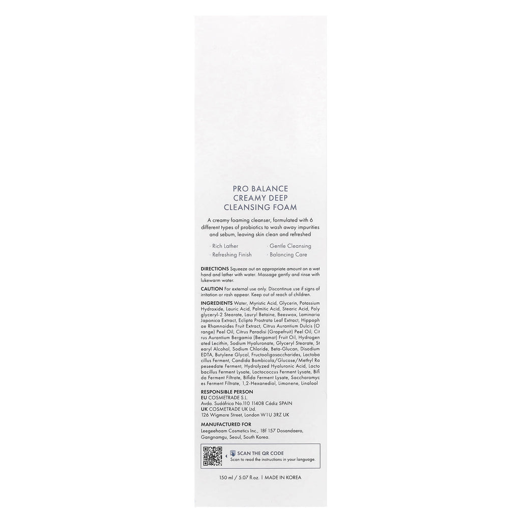 Dr. Ceuracle, Pro Balance Creamy Deep Cleansing Foam, 5.07 fl oz (150 ml)