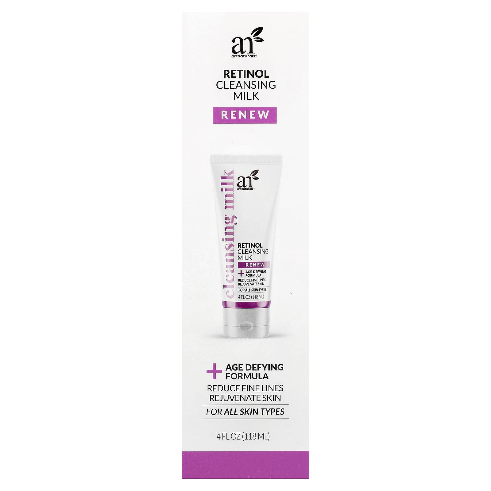 artnaturals, Retinol Cleansing Milk, For All Skin Types, 4 fl oz (118 ml)