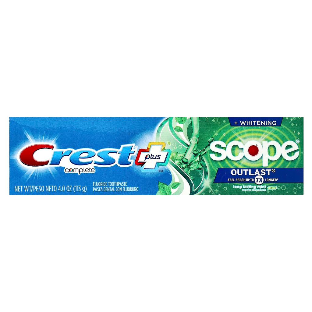 Crest, Plus Complete™, Scope® Outlast® + Whitening, Fluoride Toothpaste, Mint, 4 oz (113 g)
