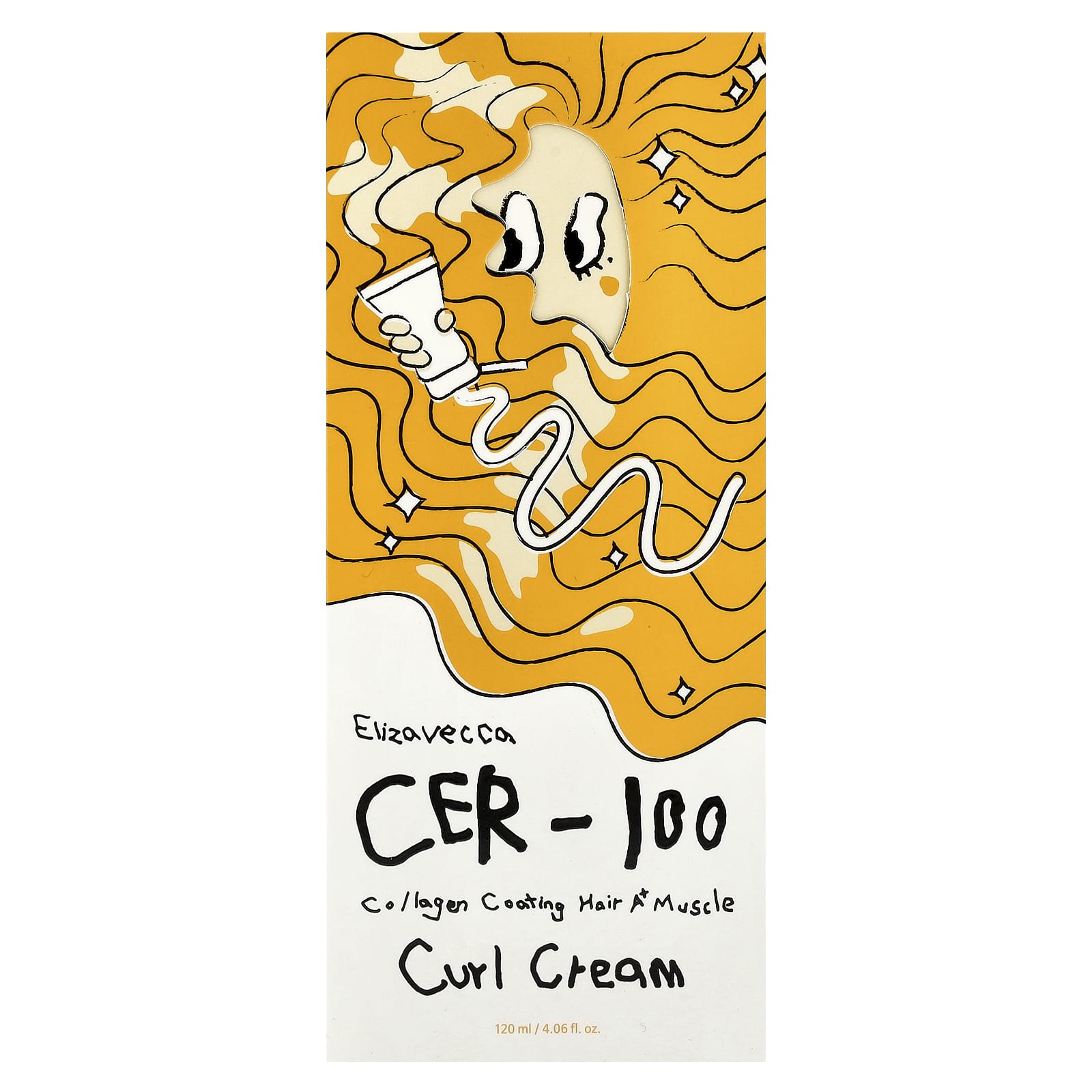 Elizavecca, Cer-100 Collagen Coating Hair A+ Muscle Curl Cream, 4.06 fl oz (120 ml)