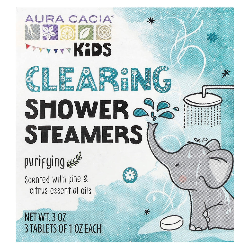 Aura Cacia, Kids, Clearing Shower Steamers, Purifying, 3 Tablets