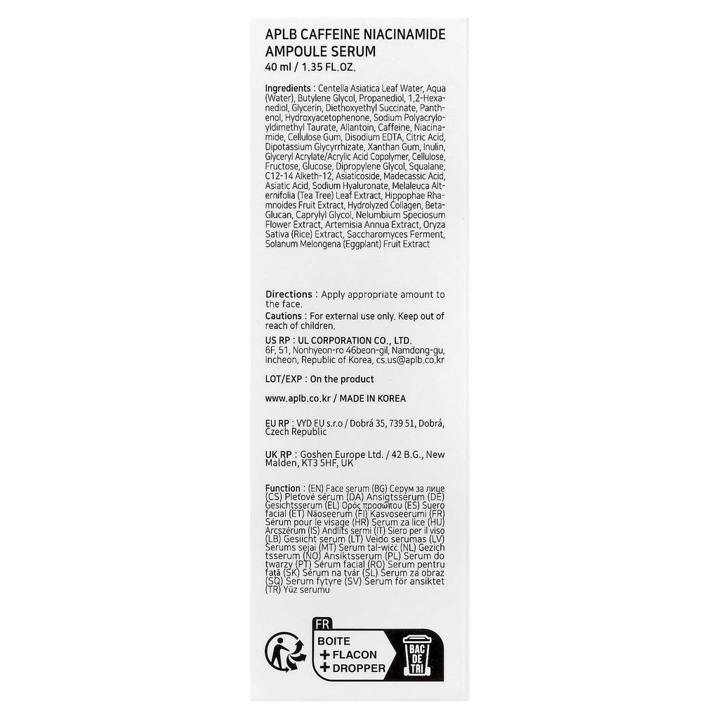 APLB, Caffeine Niacinamide Ampoule Serum , 1.35 fl oz (40 ml)