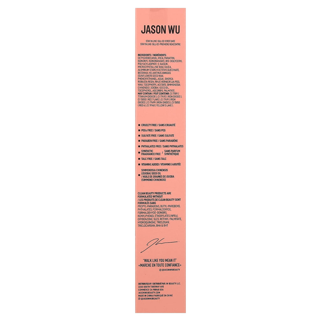 Jason Wu, Stay In Line®, Lip Liner Pencil, 02 First Date, 0.06 oz (1.8 g)