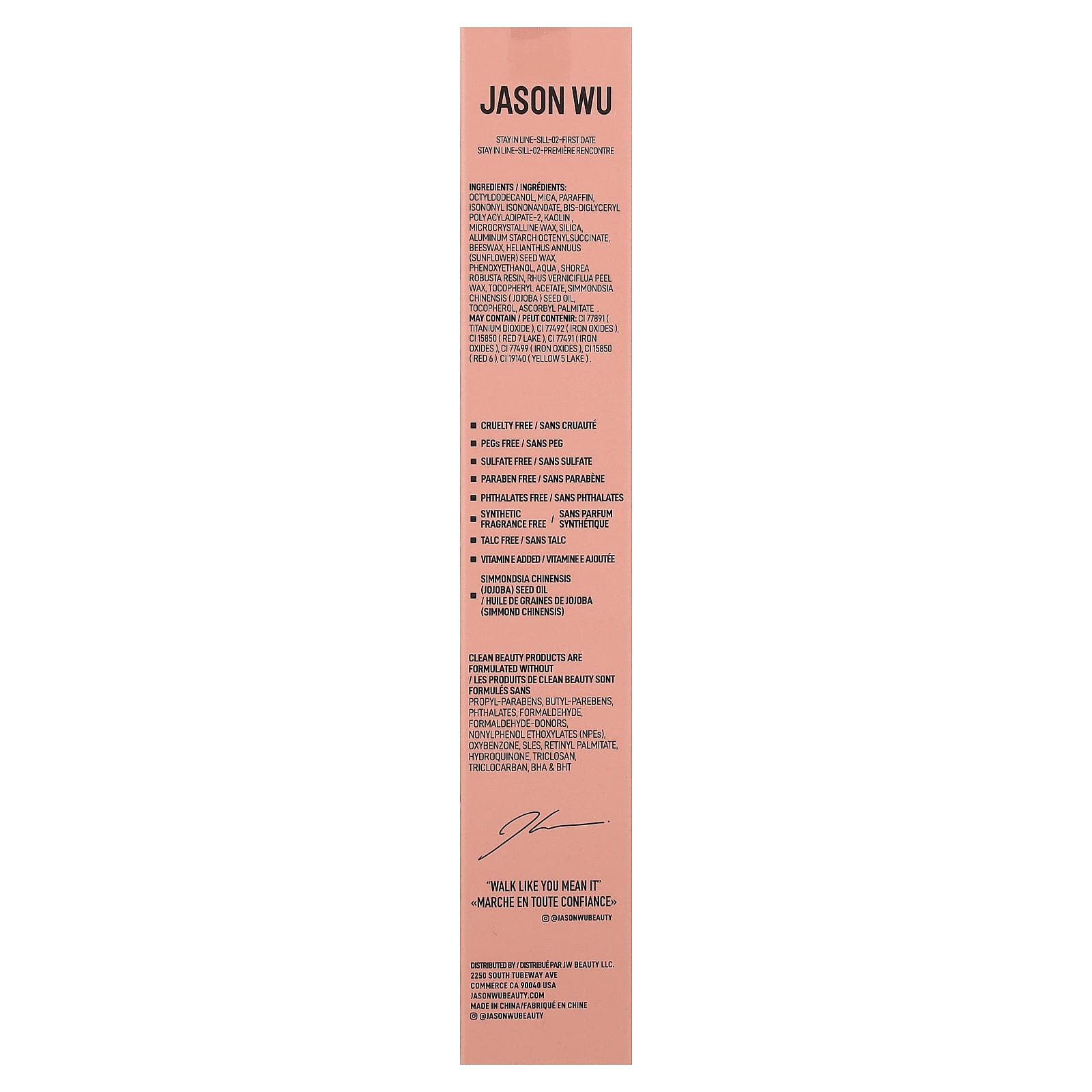 Jason Wu, Stay In Line®, Lip Liner Pencil, 02 First Date, 0.06 oz (1.8 g)