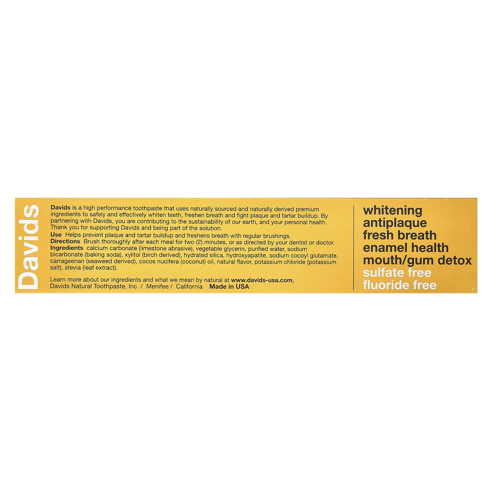 Davids, Kids + Adults Whitening + Antiplaque Toothpaste, Natural Orange Vanilla, 4 oz (113 g)