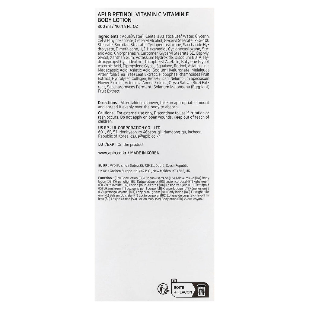 APLB, Retinol Vitamin C, Vitamin E Body Lotion , 10.14 fl oz (300 ml)