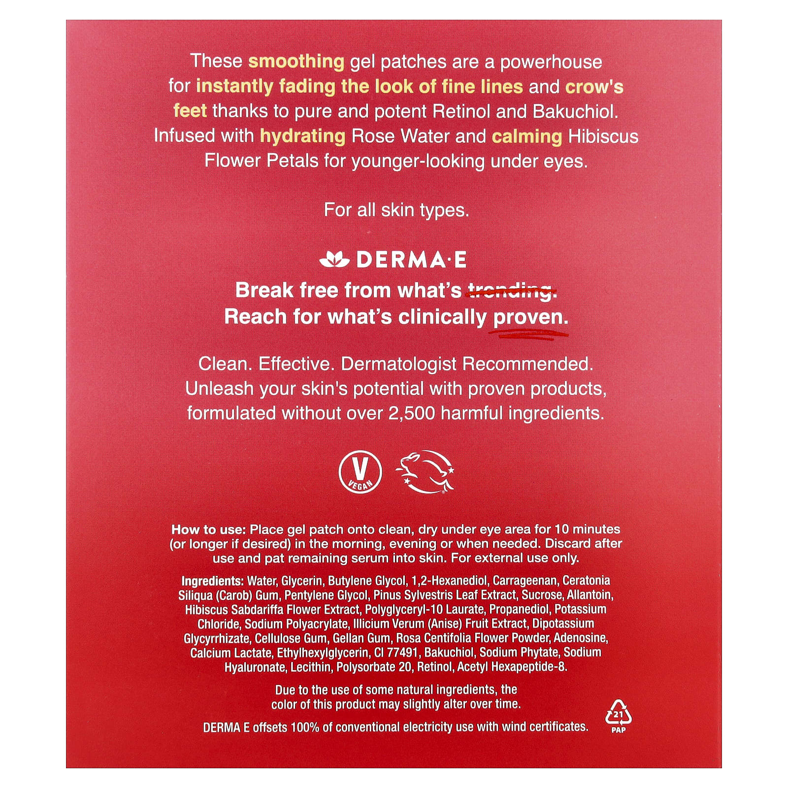 DERMA E, Retinol Line Smoothing Hydro Gel Patches, For All Skin Types, 5 Pack
