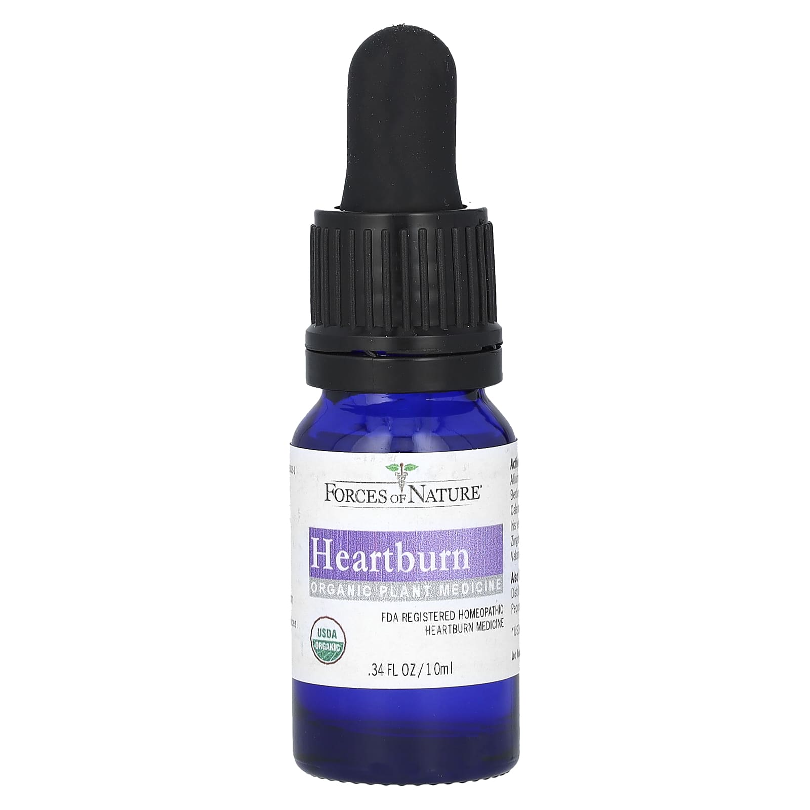 Forces of Nature, Heartburn, Organic Plant Medicine, Mint, 0.34 fl oz (10 ml)