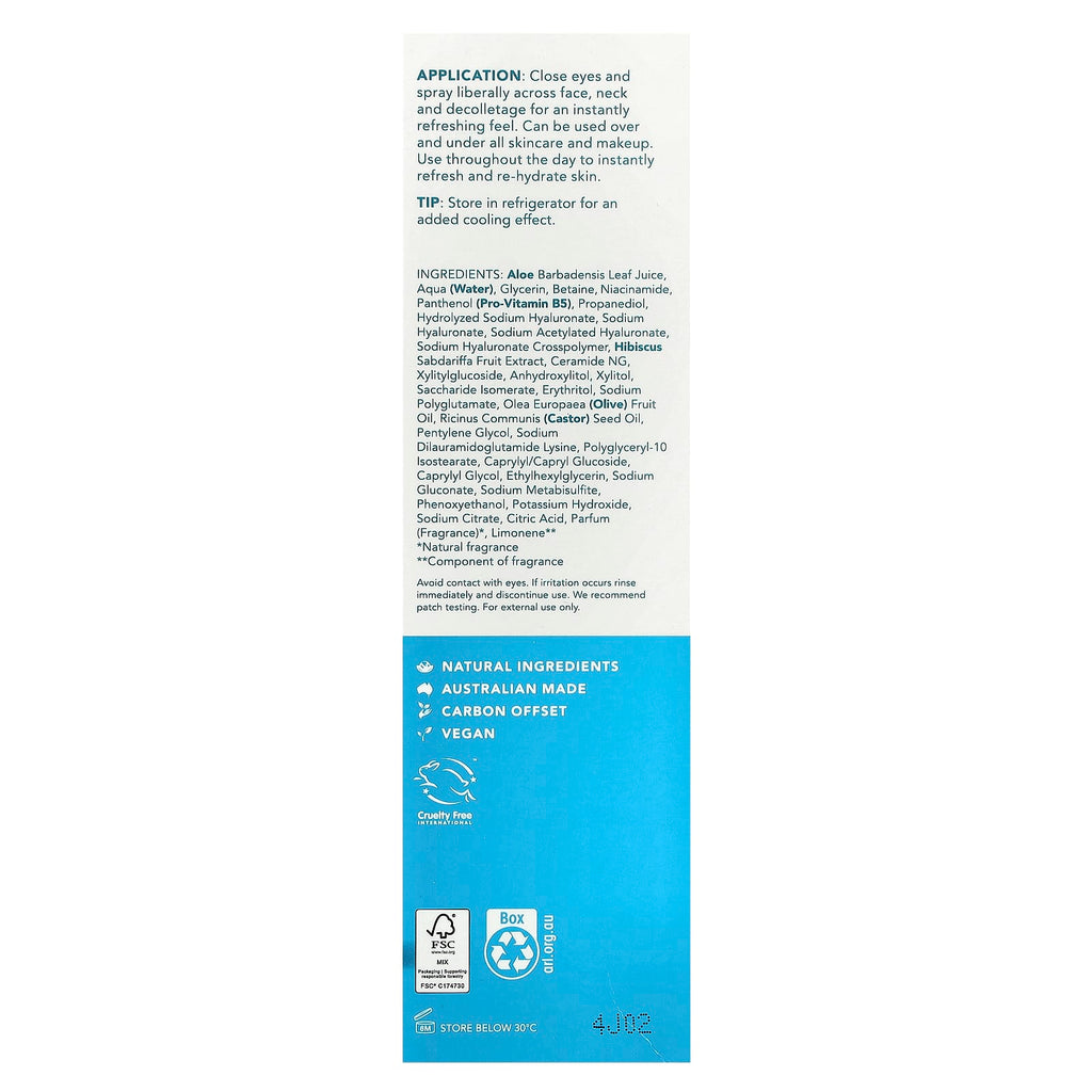 Sukin, AquaBoost 3D, Hyaluronic Acid Hydration Mist, All Skin Types, 4.23 fl oz (125 ml)