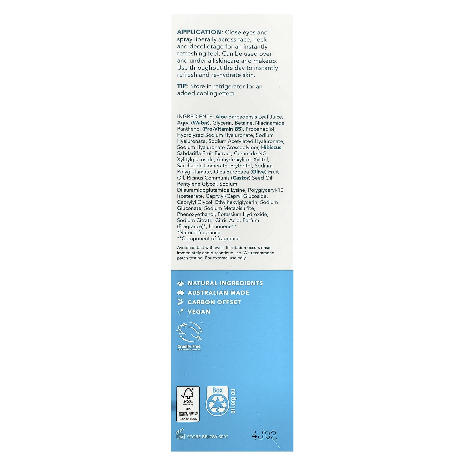 Sukin, AquaBoost 3D, Hyaluronic Acid Hydration Mist, All Skin Types, 4.23 fl oz (125 ml)