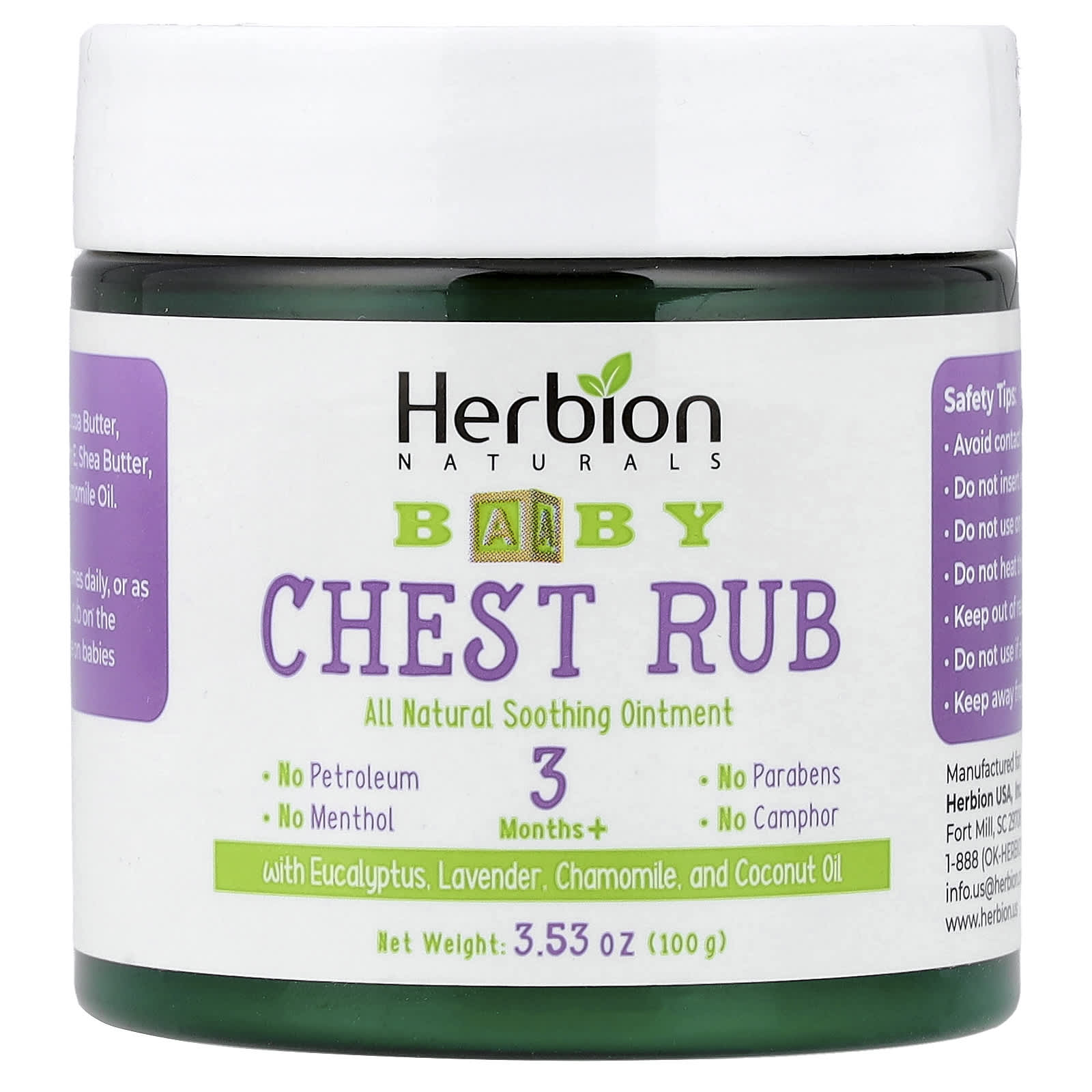 Herbion Naturals, Baby Chest Rub, 3 Months+, 3.53 oz (100 g)