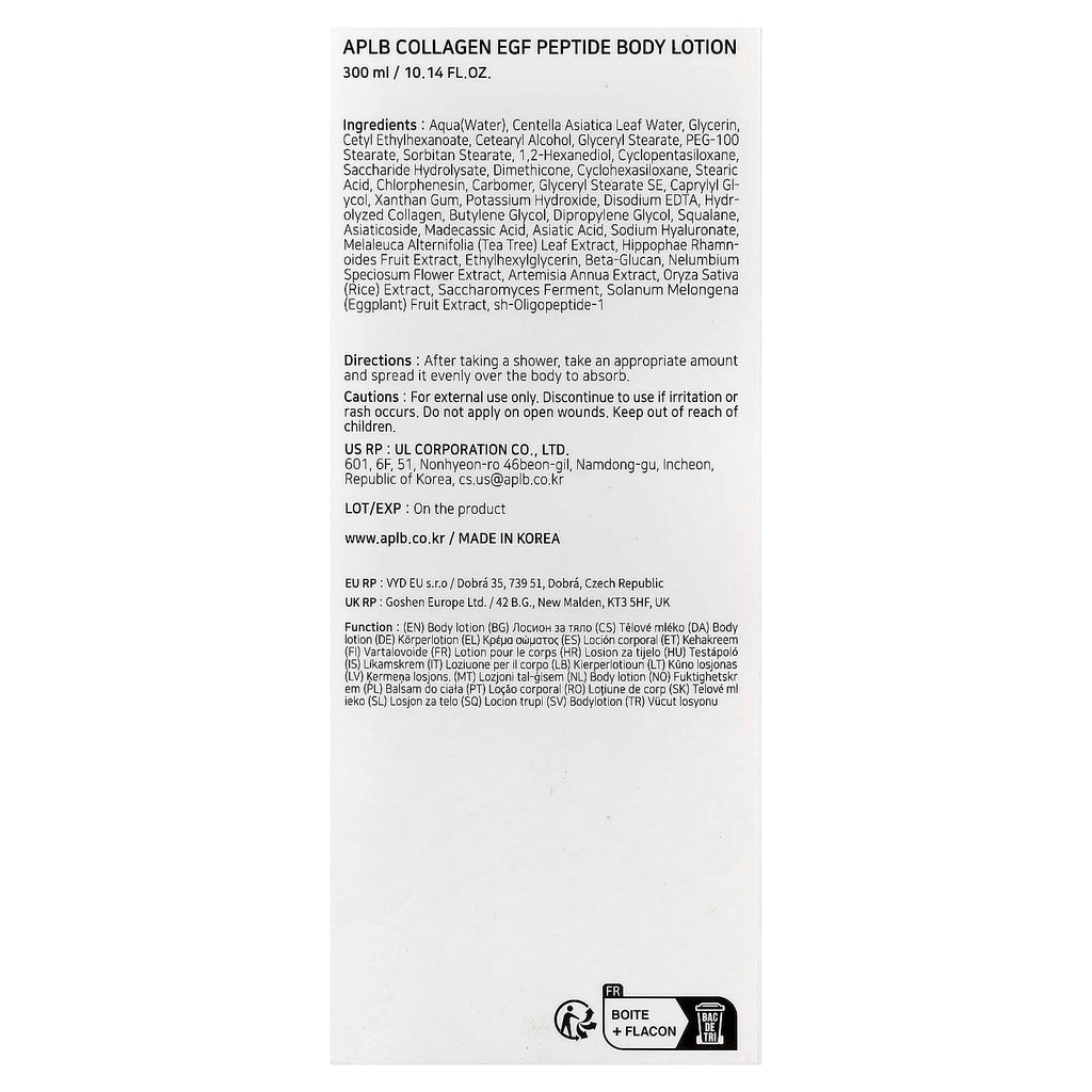 APLB, Collagen EGF Peptide Body Lotion , 10.14 fl oz (300 ml)