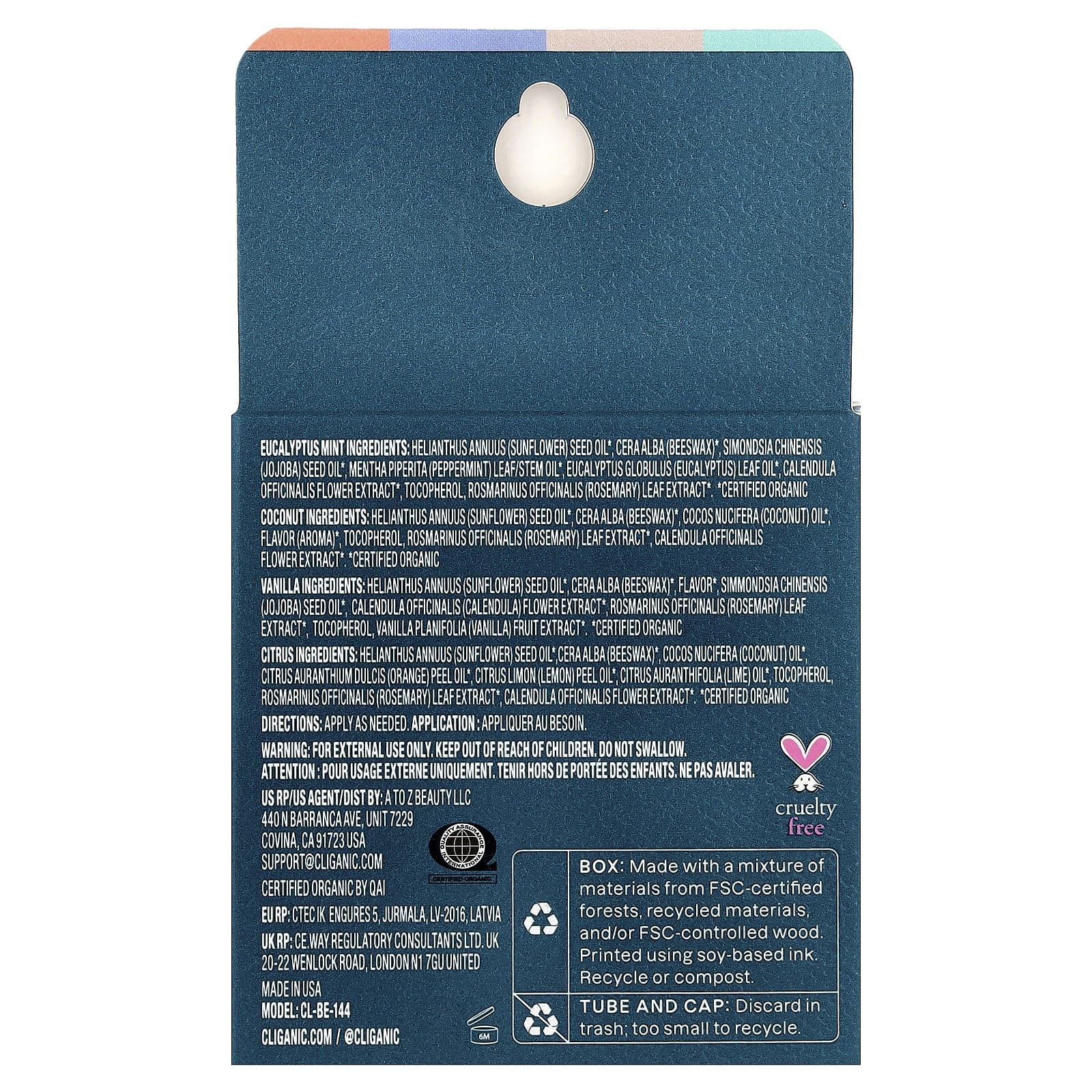 Cliganic, Organic Lip Balm Set, Sweet Bliss, 4 Pack, 0.15 oz (4.25 g) Each