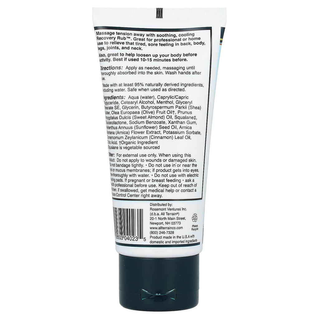 All Terrain, Recovery Rub, Soothing Massage Cream, 3 fl oz (89 ml)
