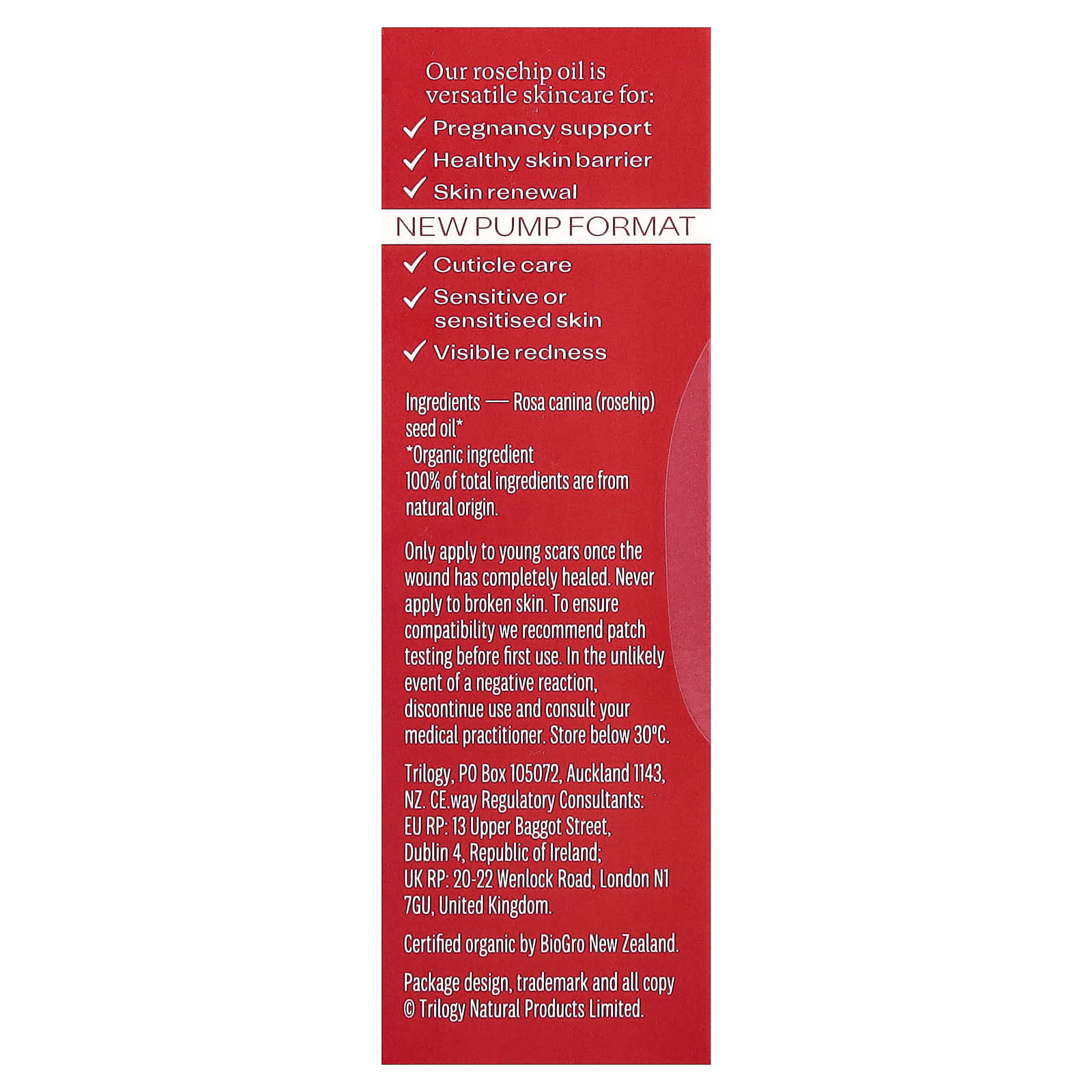 Trilogy, Certified Organic Rosehip Oil, For All Skin Types, 0.34 fl oz (10 ml)