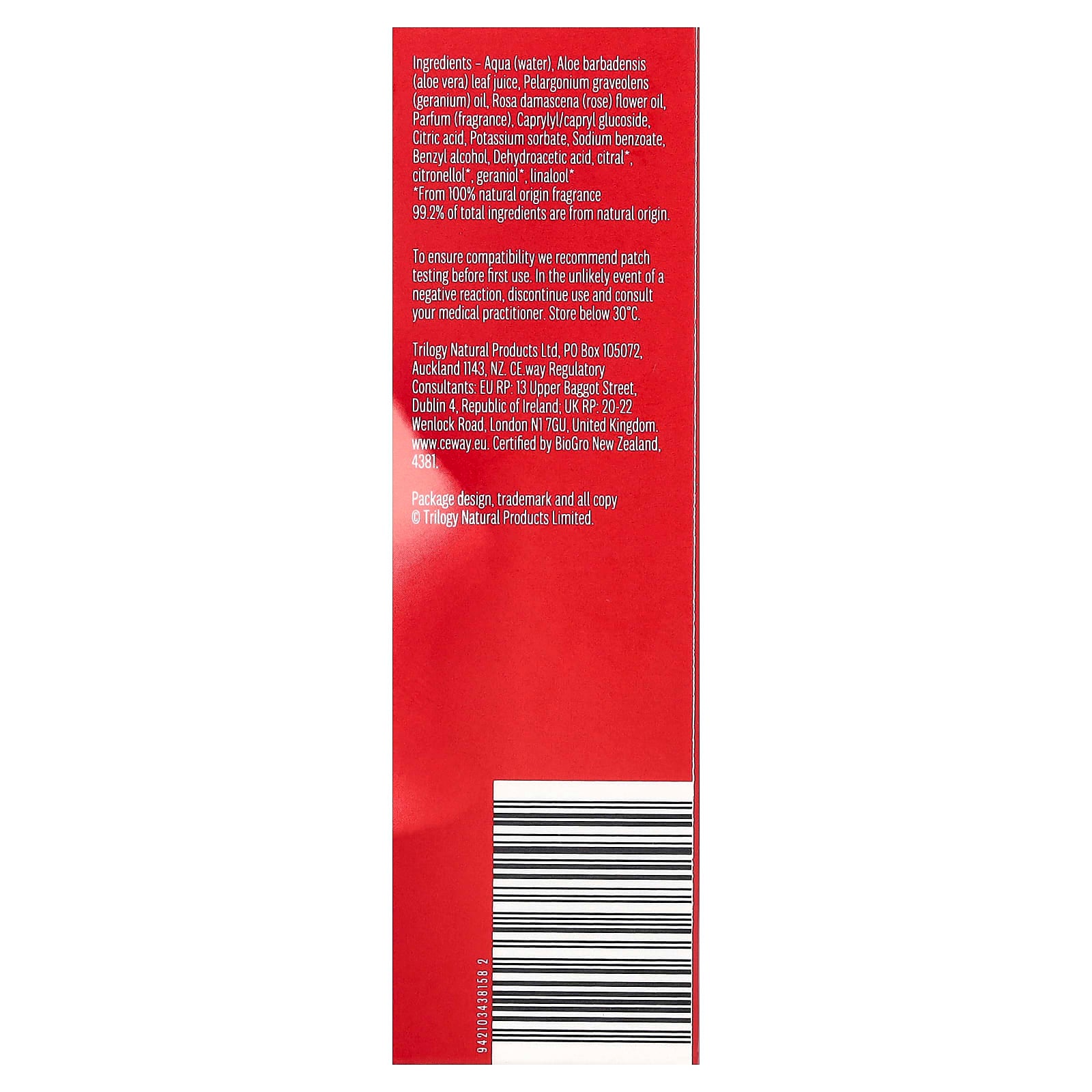 Trilogy, Hydrating Mist Toner, For All Skin Types, 0.68 fl oz (20 ml)