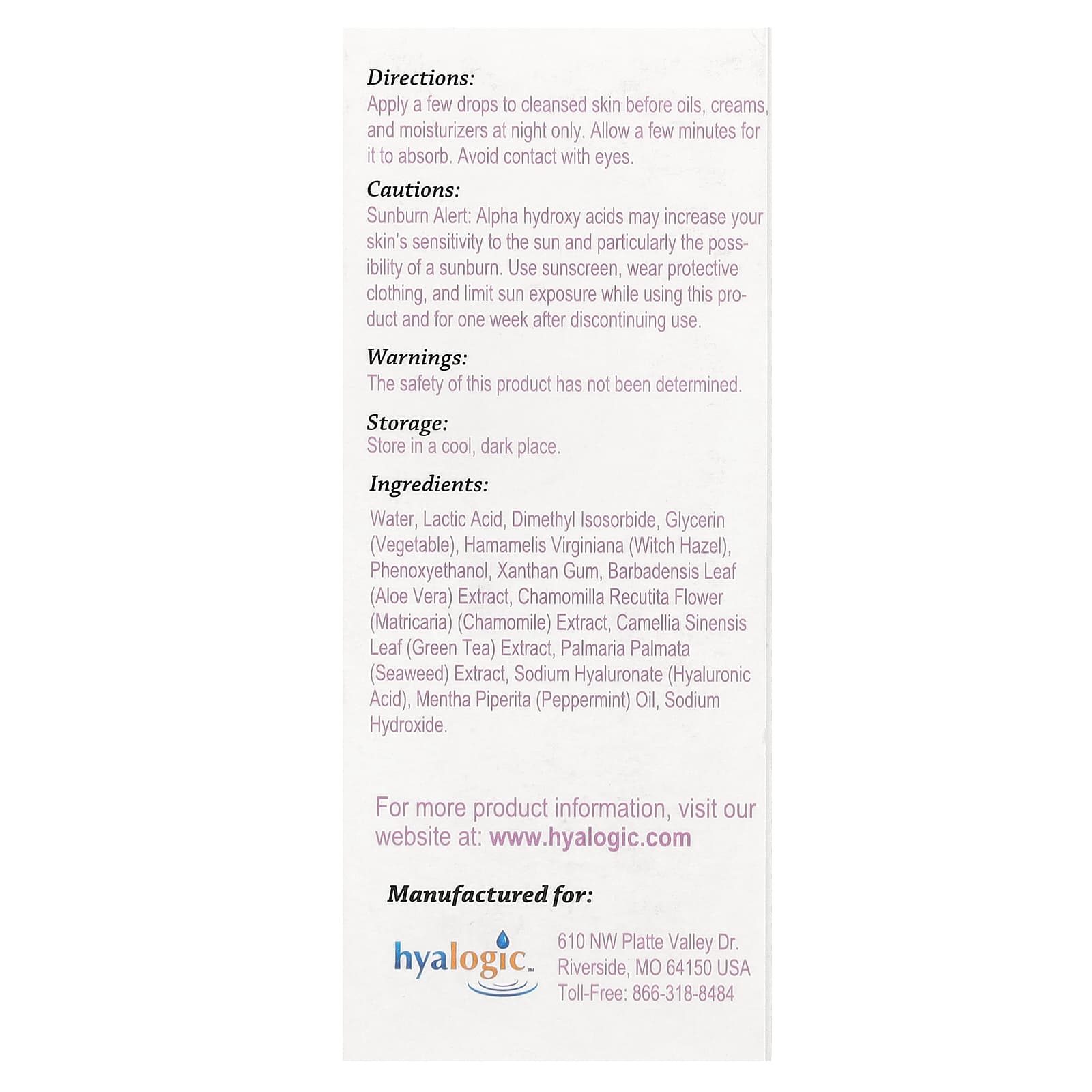 Hyalogic, Lactic Acid Exfoliating Serum With Hyaluronic Acid, 1 fl oz (30 ml)