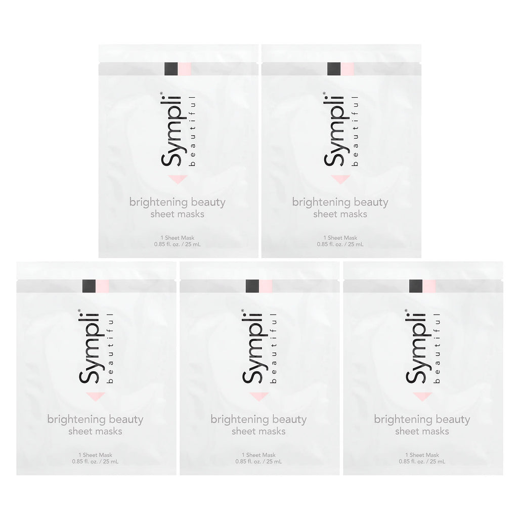 Sympli Beautiful, Brightening Beauty Sheet Mask, 5 Sheet Masks, 0.85 oz (25 ml) Each
