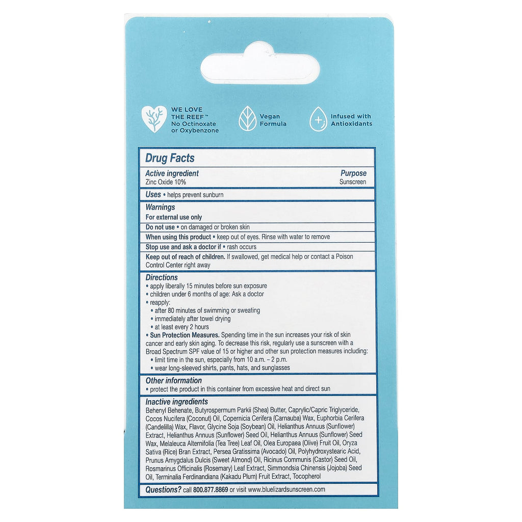 Blue Lizard Australian Sunscreen, Mineral Sunscreen Lip Balm, SPF 15, Natural Coconut, 0.13 oz (3.8 g)