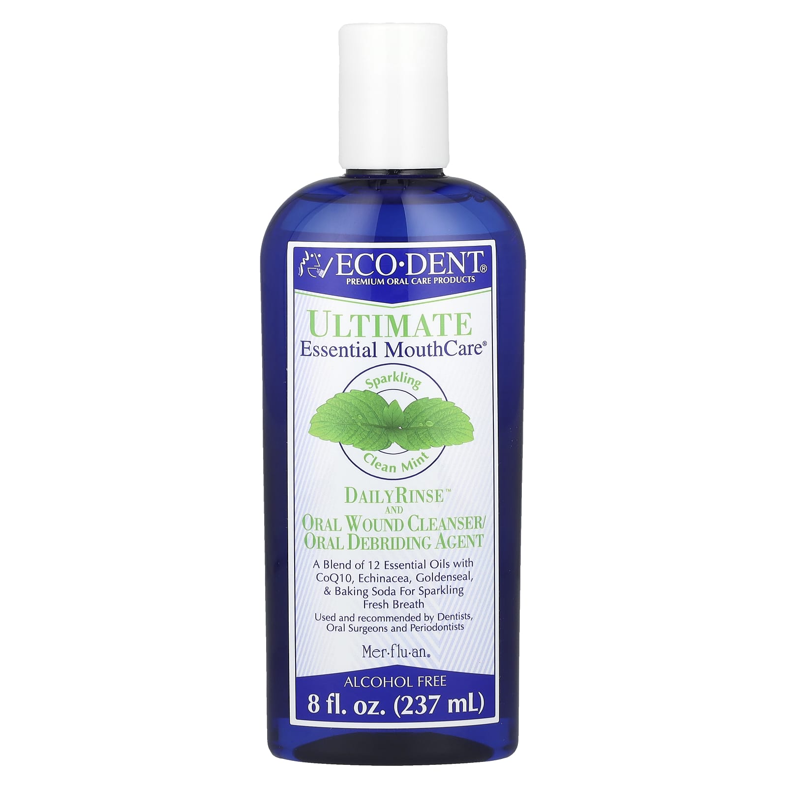 Eco-Dent, Ultimate Essential MouthCare®, DailyRinse™ & Oral Wound Cleanser/Debriding Agent, Alcohol Free, Sparkling Clean Mint, 8 fl oz (237 ml)