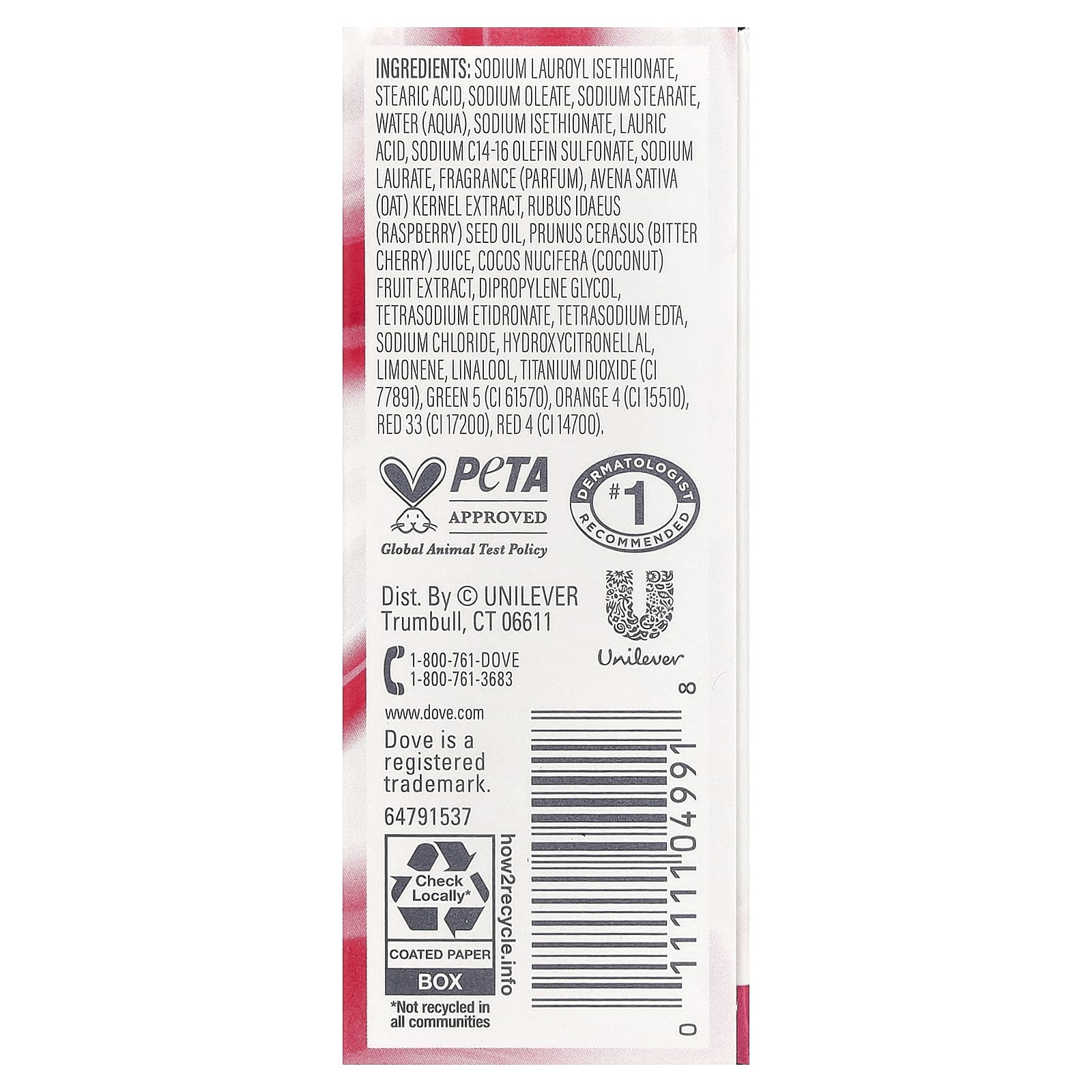 Dove, Plant Milk Cleansing Bar Soap, Oat Milk & Berry Brulee, 5 oz