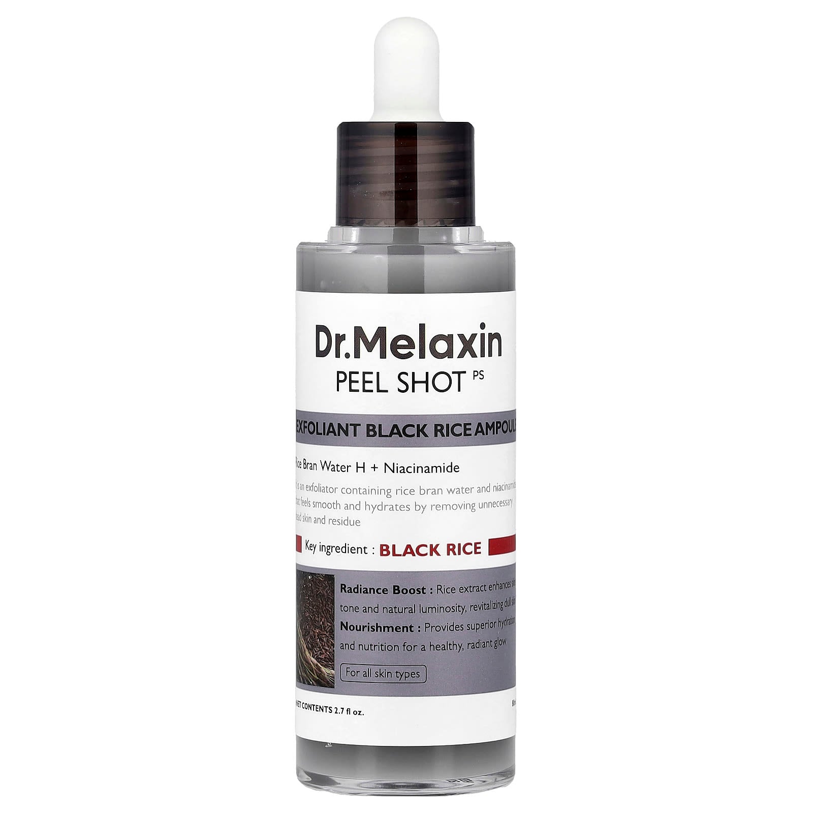 Dr.Melaxin, Peel Shot, Exfoliant Black Rice Ampoule, For All Skin Types, 2.7 fl oz (80 ml)