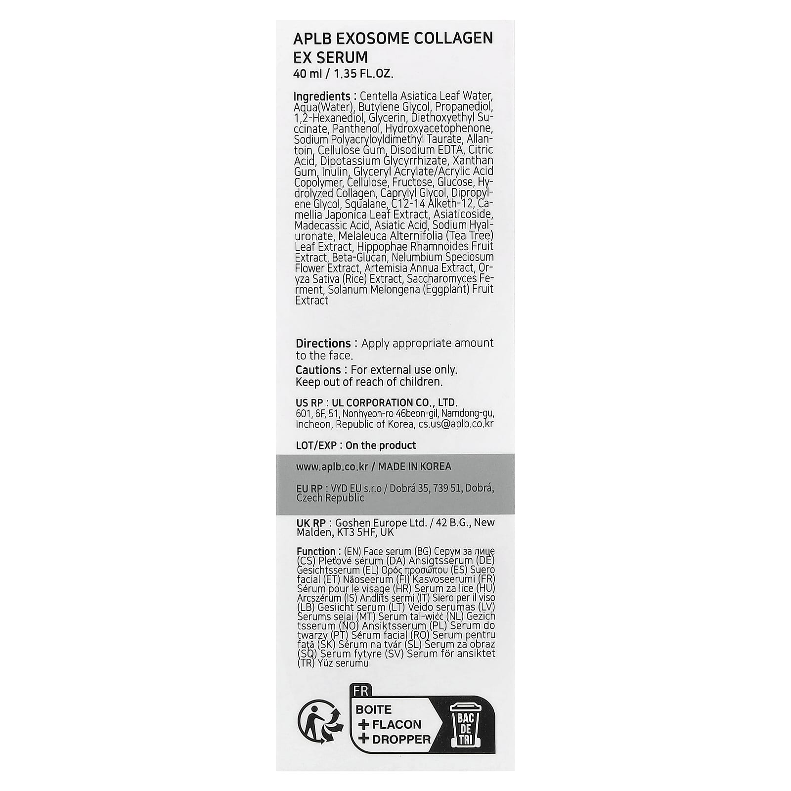 APLB, Exosome Collagen EX Serum , 1.35 fl oz (40 ml)