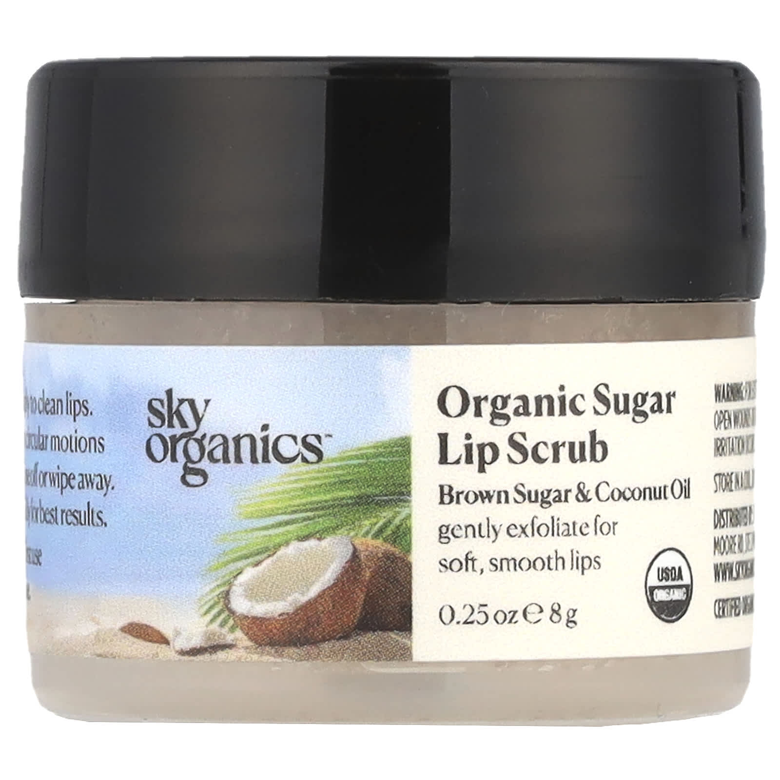 Sky Organics, Organic Sugar Lip Scrub, Brown Sugar & Coconut Oil, 0.25 oz (8 g)
