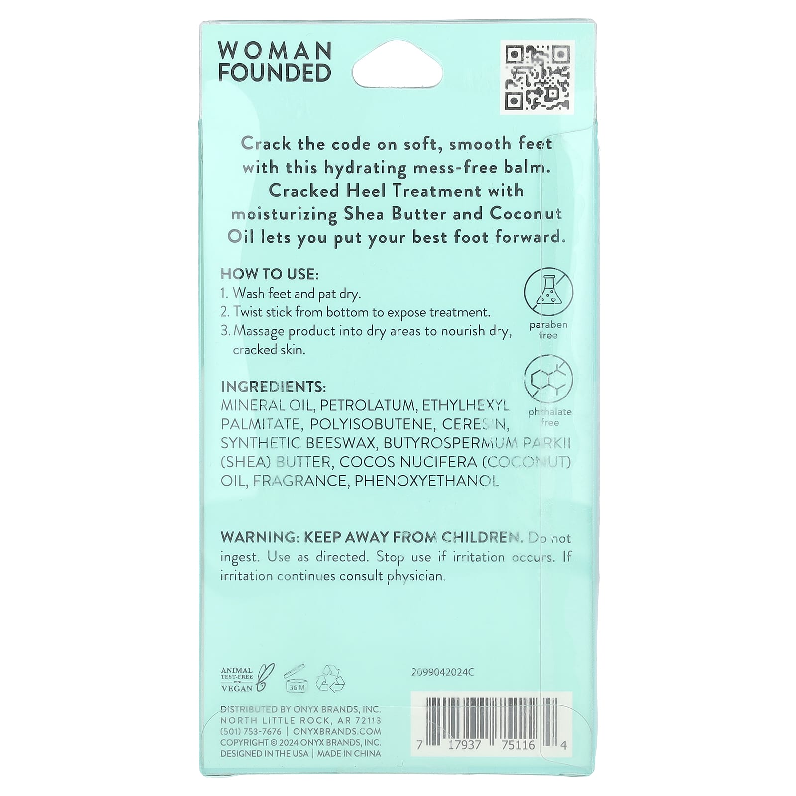 Onyx Professional, Moisturizing Heel Stick, Eucalyptus Mint, 2.64 oz (75 g)