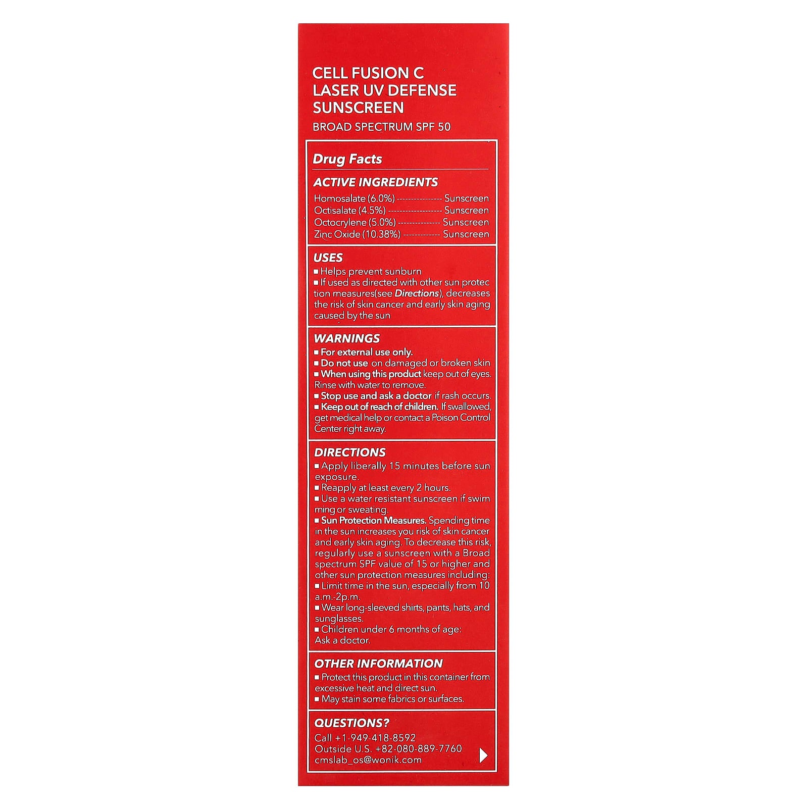 Cell Fusion C, Laser UV Defense Sunscreen, For All Skin Types, SPF 50, 1.69 fl oz (50 ml)