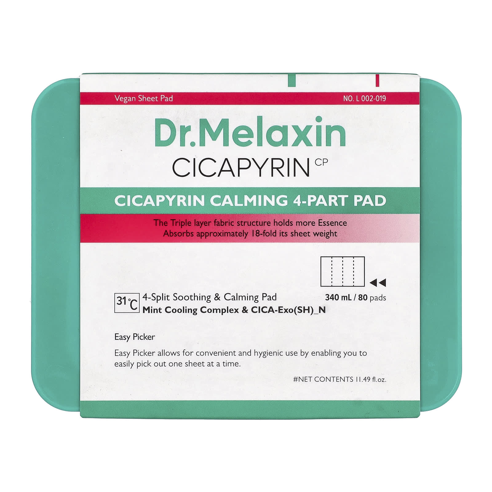 Dr.Melaxin, Cicapyrin Calming 4-Part Pad, 80 Pads