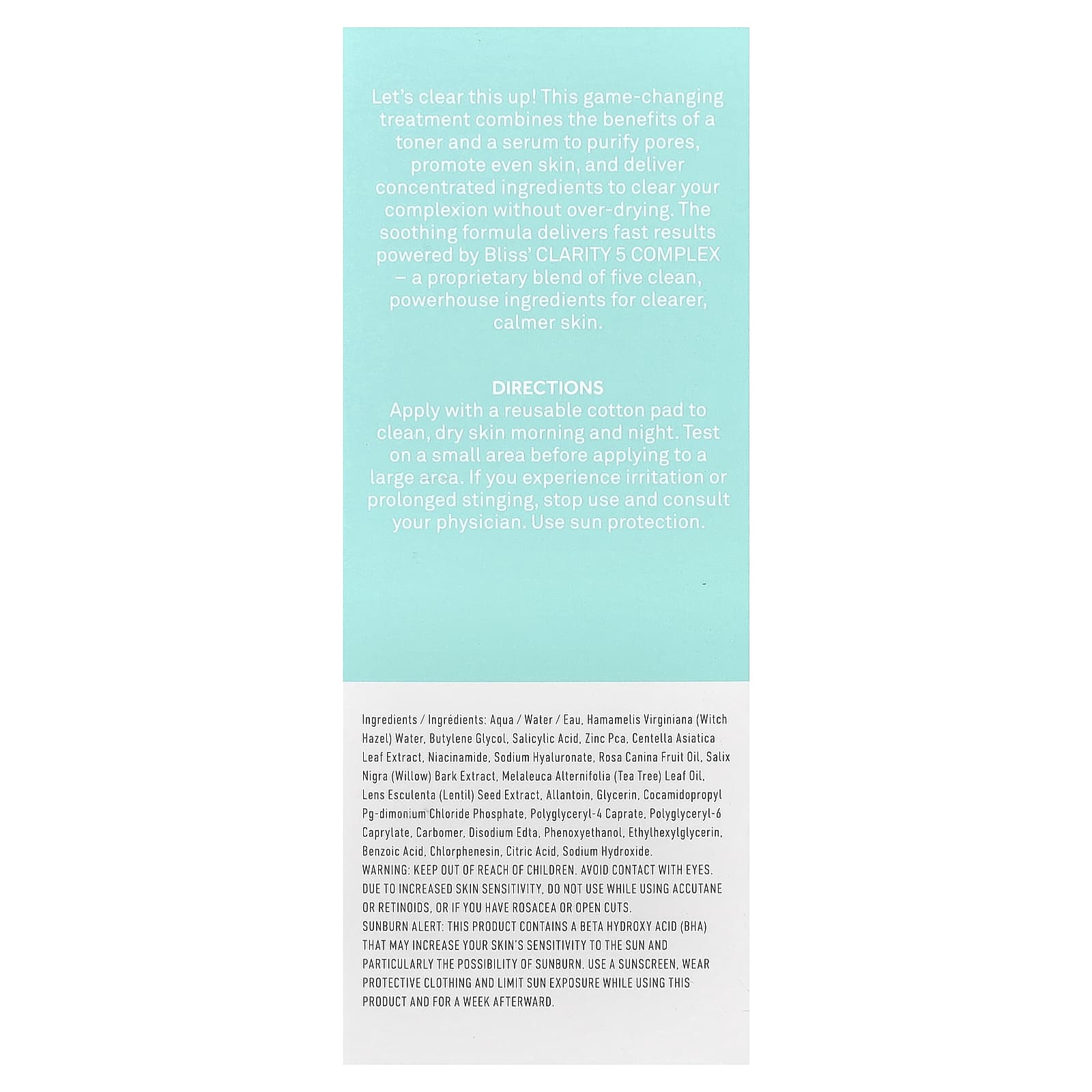 Bliss, Clear Genius™, Clarifying Toner + Serum, 4.3 fl oz (130 ml)