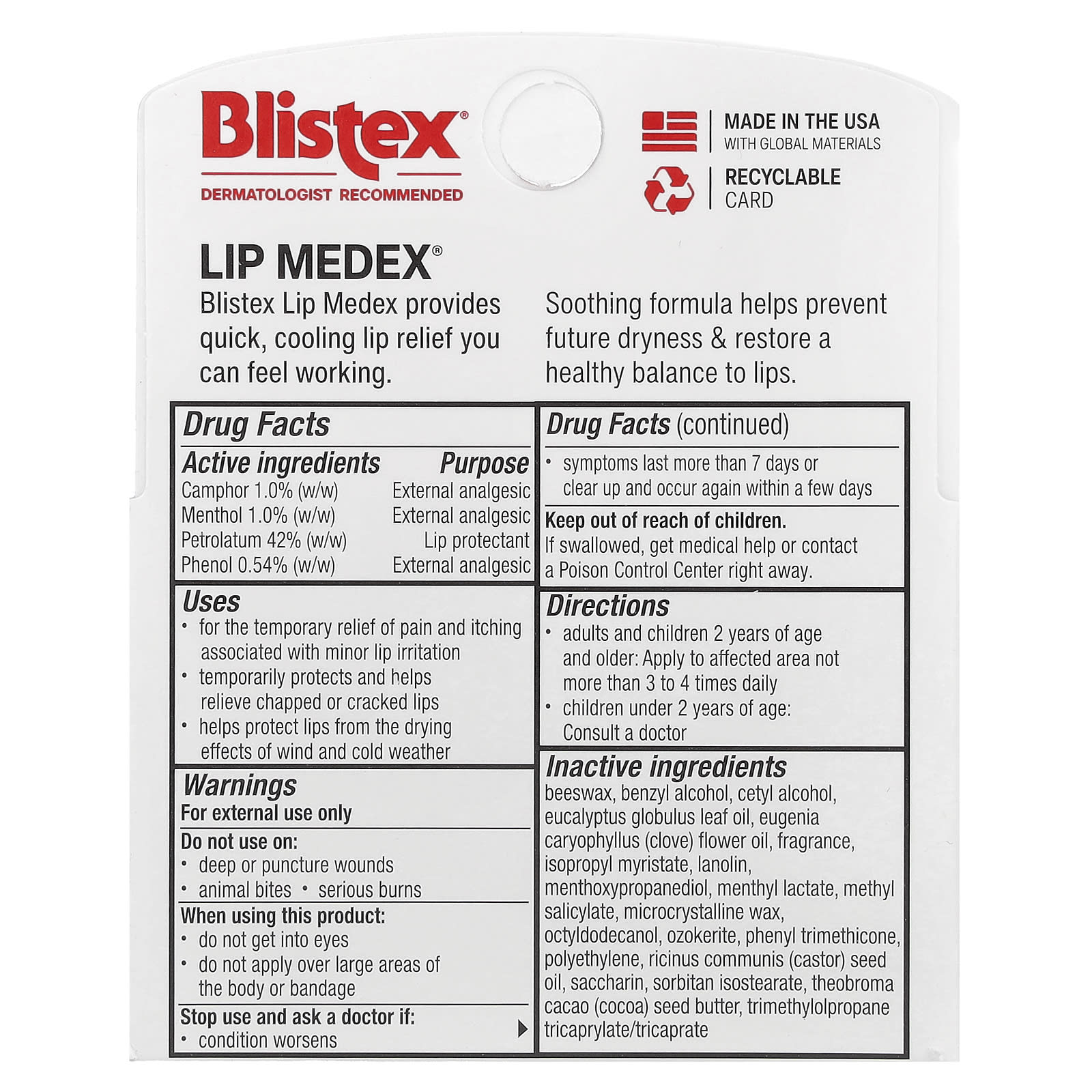 Blistex, Lip Medex®, 3 Pack, 0.15 oz (4.25 g) Each