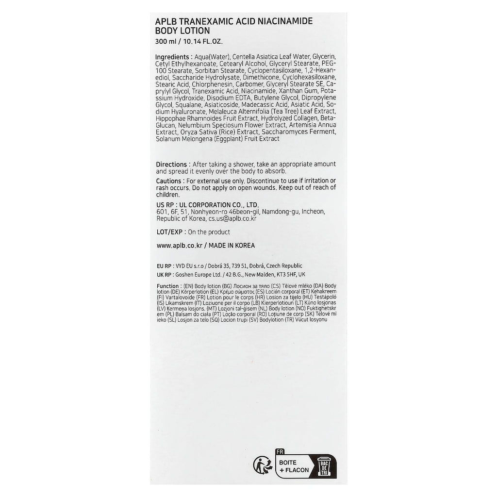APLB, Tranexamic Acid Niacinamide Body Lotion, 10.14 fl oz (300 ml)