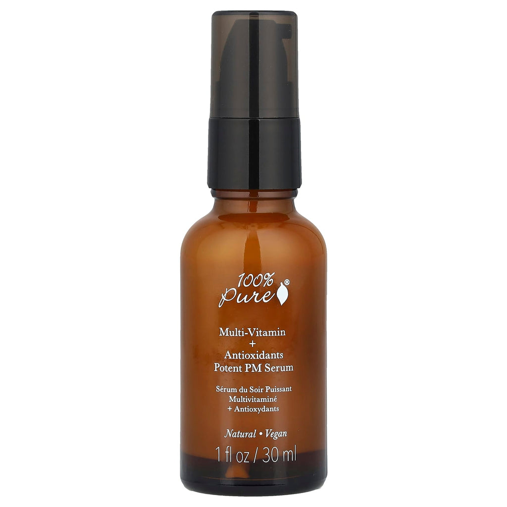 100% PURE, Multi-Vitamin + Antioxidants Potent PM Serum, 1 fl oz (30 ml)