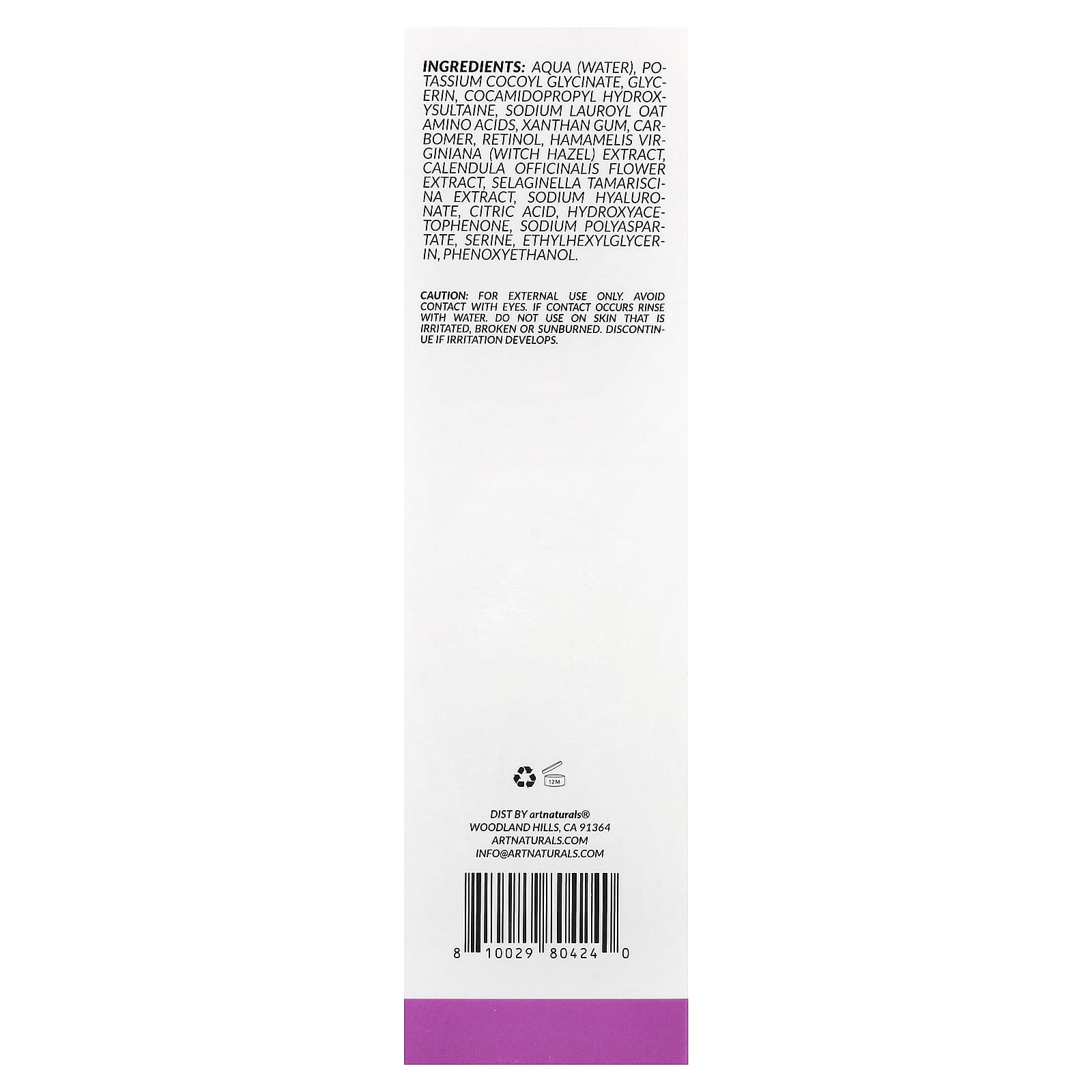artnaturals, Retinol Cleansing Milk, For All Skin Types, 4 fl oz (118 ml)