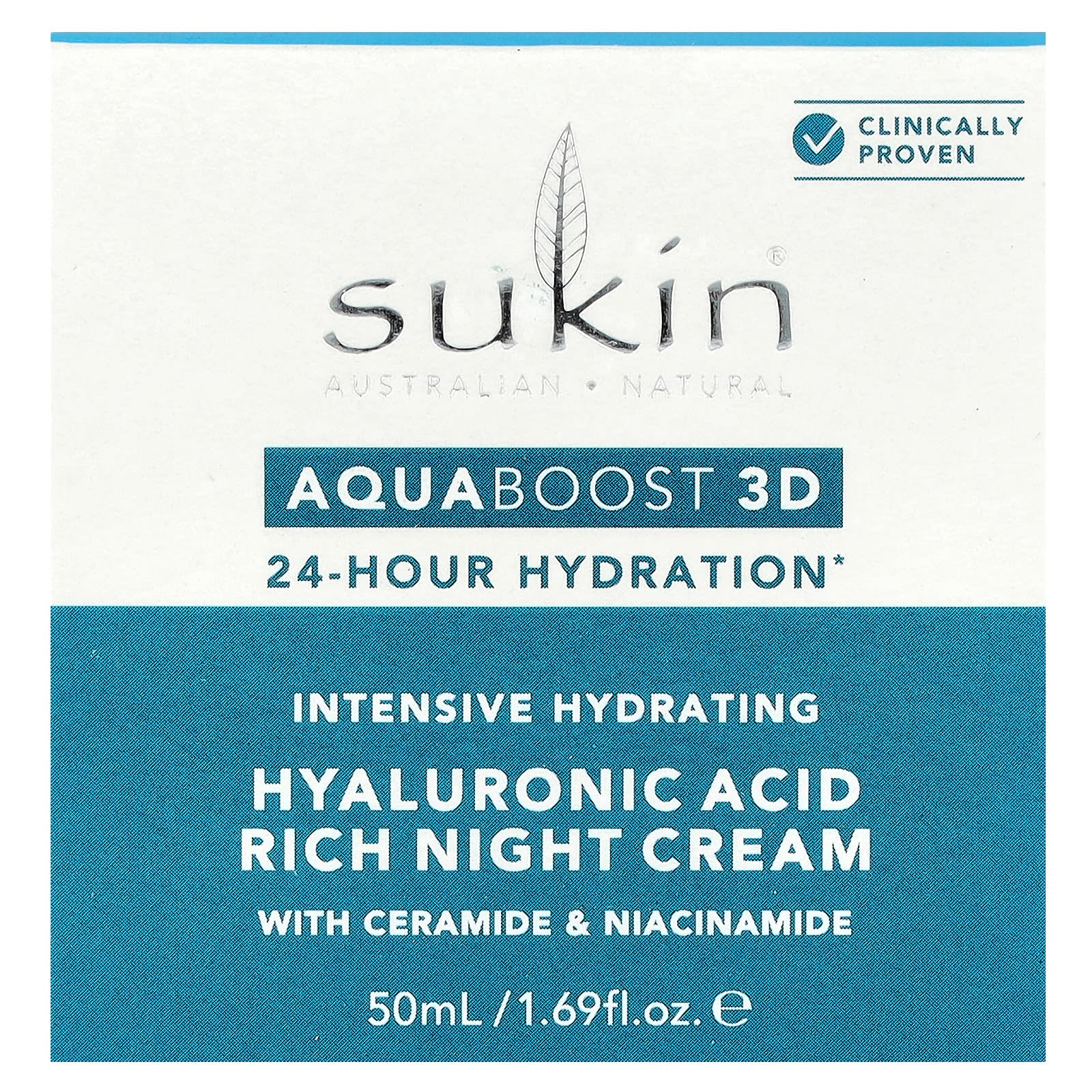 Sukin, AquaBoost 3D, Hyaluronic Acid Rich Night Cream, 1.69 fl oz (50 ml)