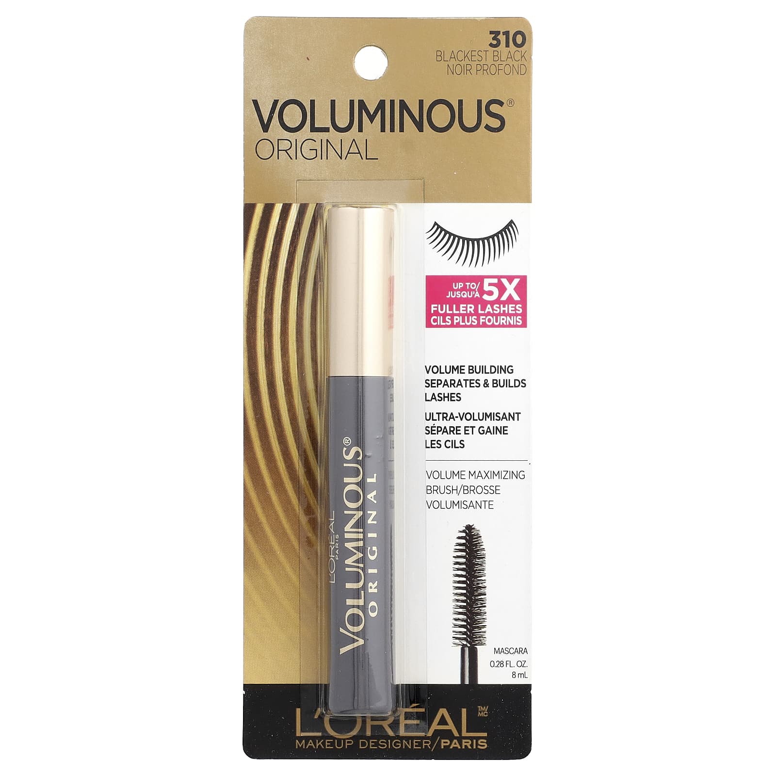 L'Oréal, Voluminous®, Original Mascara, 310 Blackest Black, 0.28 fl oz (8 ml)