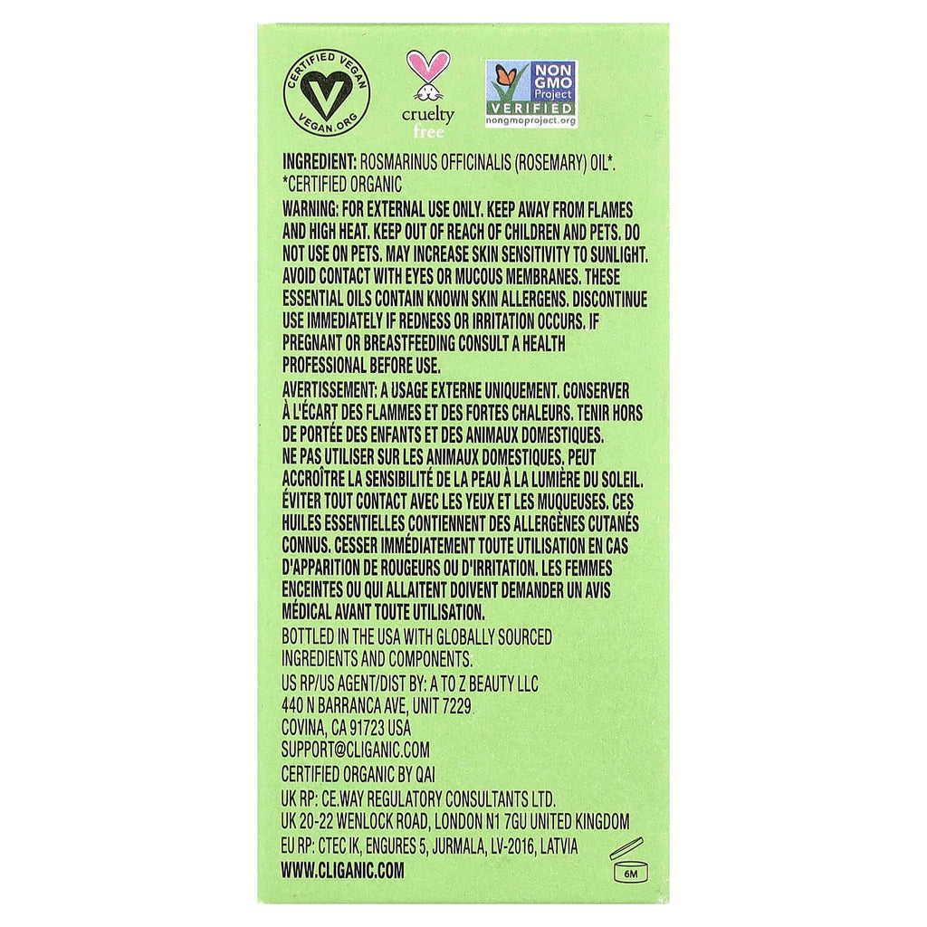 Cliganic, Organic Rosemary Essential Oil, 1 fl oz (30 ml)