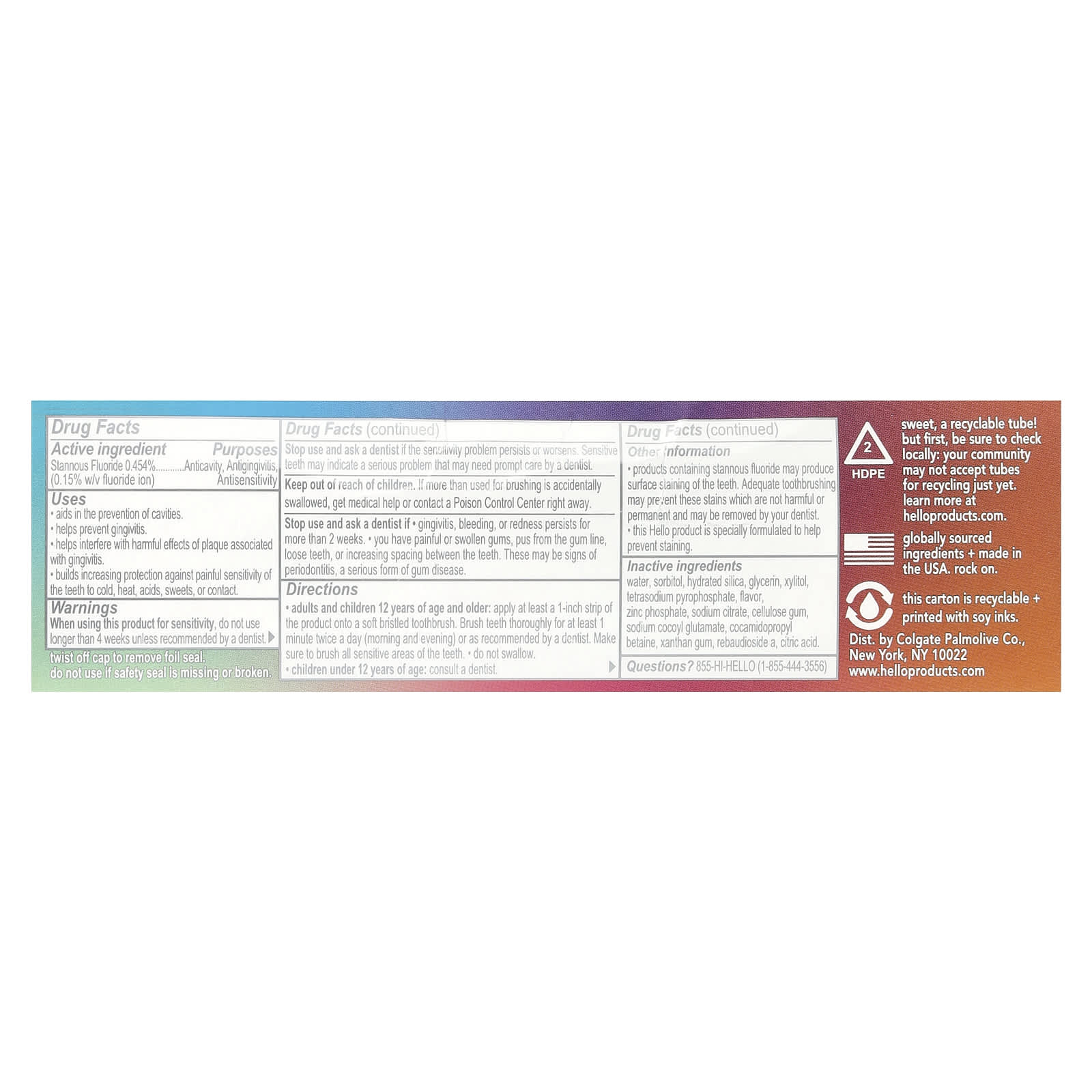 Hello, 8 in 1 Mighty Multi-Tasker Fluoride Toothpaste, Natural Mint Blend, 4 oz (113 g)