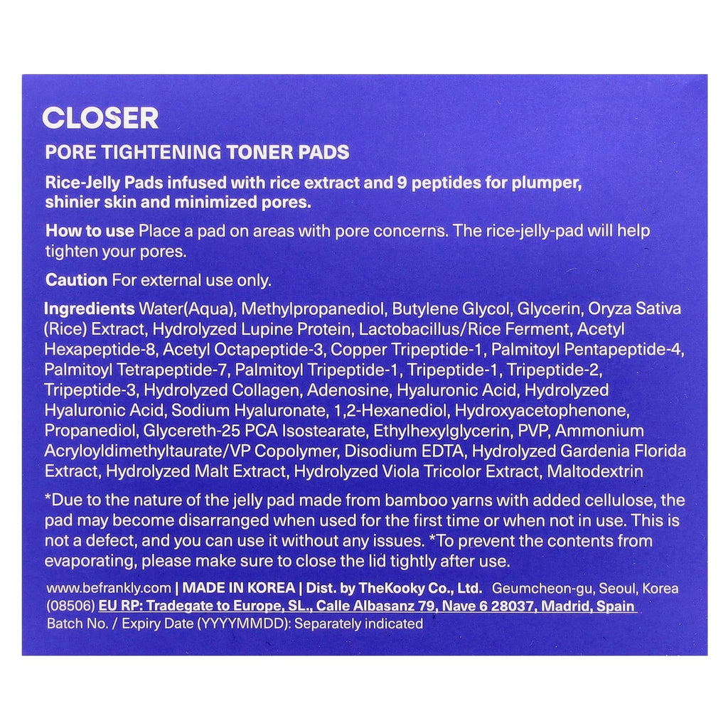 Frankly, Closer Pore Tightening Toner Pads, 70 Pads, 3.6 fl oz (105 ml)