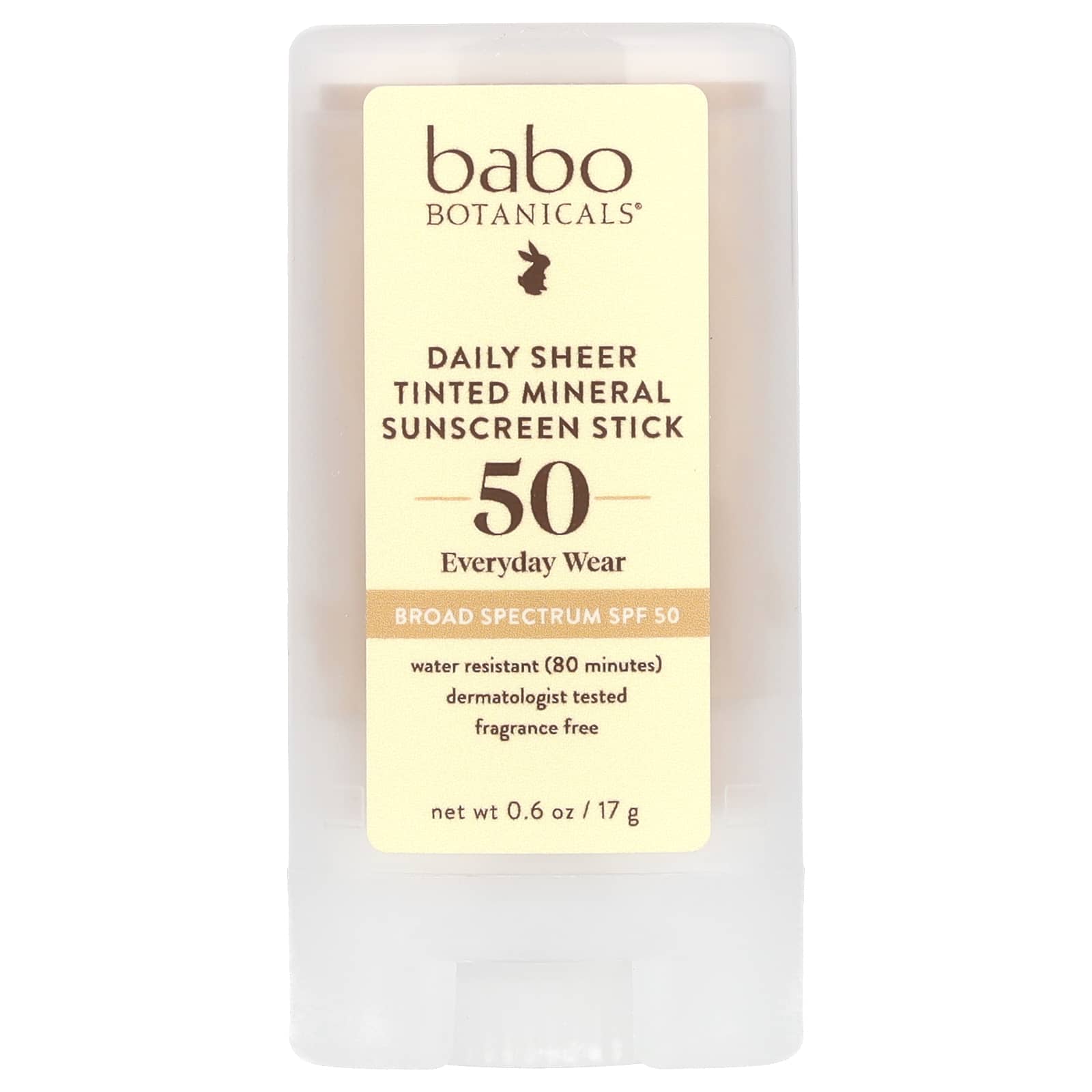 Babo Botanicals, Daily Sheer Tinted Mineral Sunscreen Stick, SPF 50, Fragrance Free, 0.6 oz (17 g)